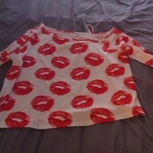 White woman's top with lips very nice